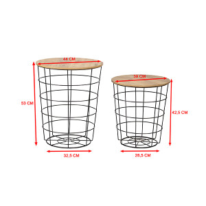 2 Li Yuvarlak Sepet Sehpa - Mdf - TepeHome (1)