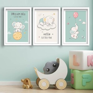 3 Parça Beyaz Çerçeveli Tablo - TepeHome