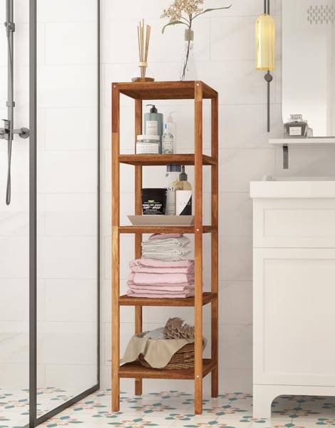 5 Katlı Banyo Rafı Acacia Golden - 3