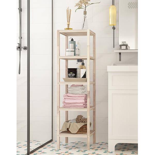 5 Katlı Banyo Rafı Acacia Orgnic White - 3