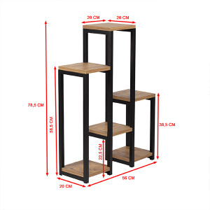 6 Ahşap Raflı Metal Saksılık - TepeHome (1)