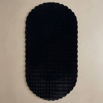 Yumuşak Tavşan Post Halı Oval Siyah