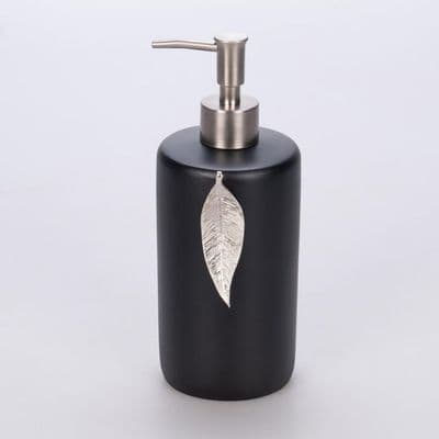 Leaf Sıvı Sabunluk Siyah Gümüş 2