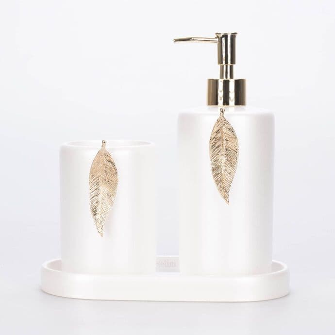Leaf Banyo Seti İnci Altın 6