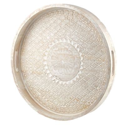 TH Baskılı Natural Yuvarlak Tepsi Büyük 2