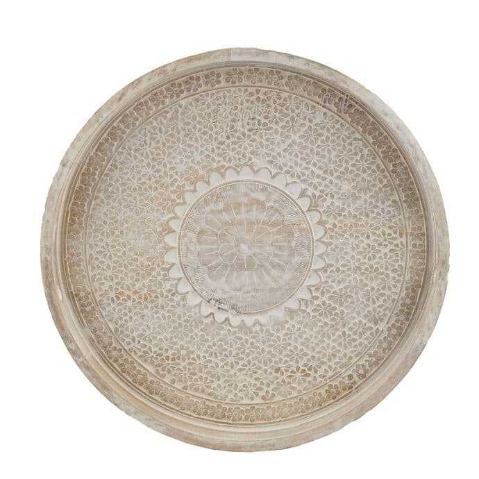 TH Baskılı Natural Yuvarlak Tepsi Büyük 4