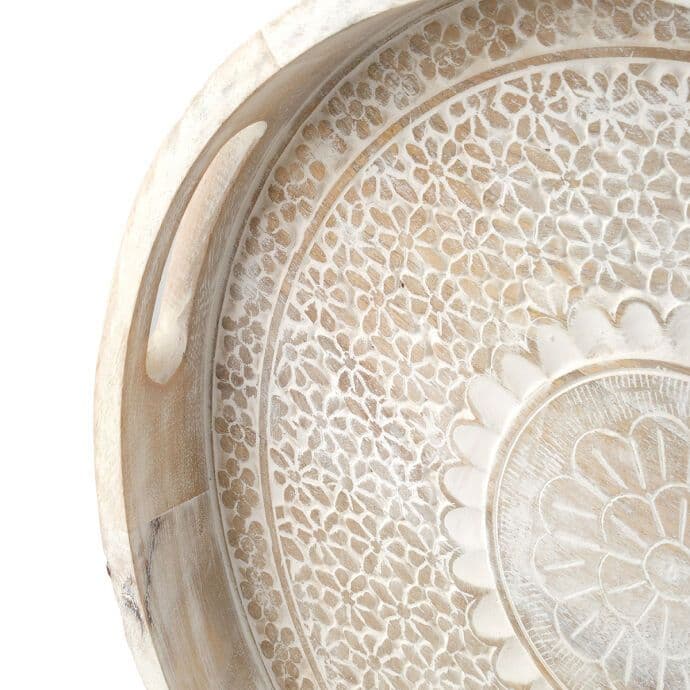 TH Baskılı Natural Yuvarlak Tepsi Büyük 6