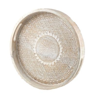 TH Baskılı Natural Yuvarlak Tepsi Küçük 2