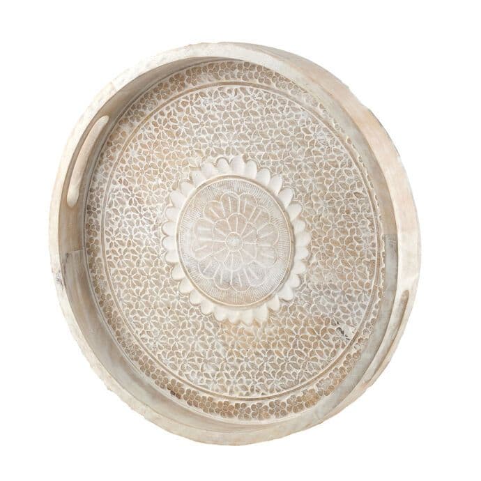 TH Baskılı Natural Yuvarlak Tepsi Küçük 2