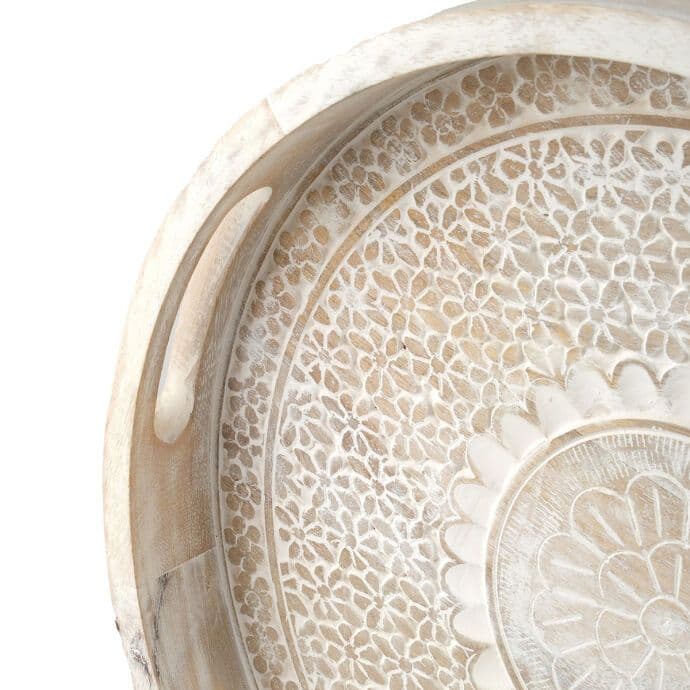 TH Baskılı Natural Yuvarlak Tepsi Küçük 4