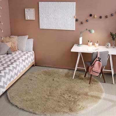 Yuvarlak Tavşan Tüyü Halı Camel 12 2