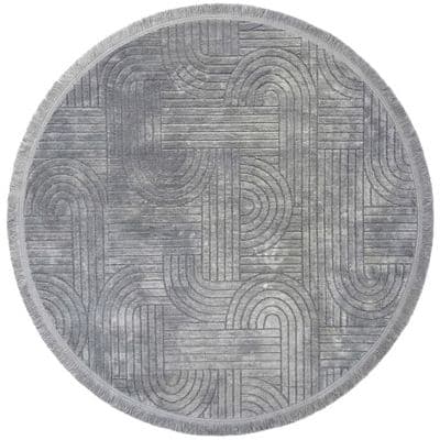 Şönil Sedef Dokuma Halı Gri 120x120 cm 2