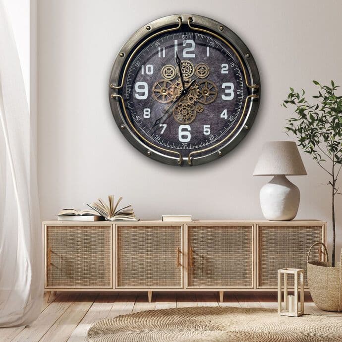 Çarklı  Metal Duvar Saati CM24124 3