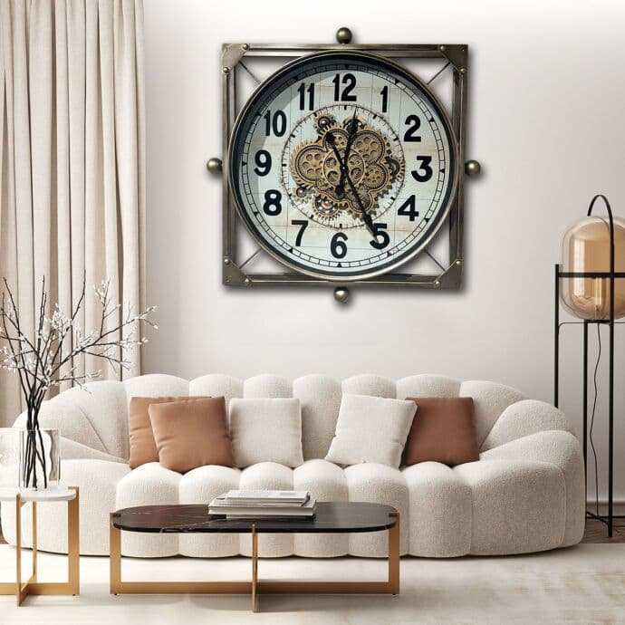 Çarklı  Metal Duvar Saati CM24129 3