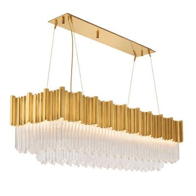 Eskitme Pirinç Kristal Detaylı Avize 2