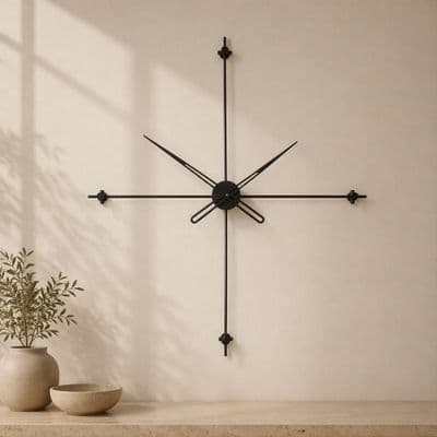 Compass90Siyah Dekoratif Duvar Saati