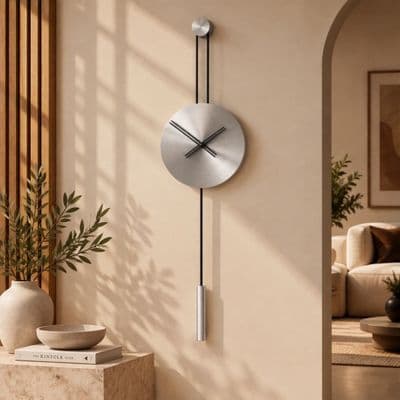 Serenity45Krom Mat Silver Duvar Saati