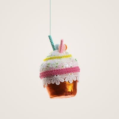 Cupcake Figür Turuncu Yılbaşı Süsü 11 Cm 2