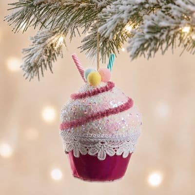 Cupcake Figürü Mor Yılbaşı Süsü 11 Cm