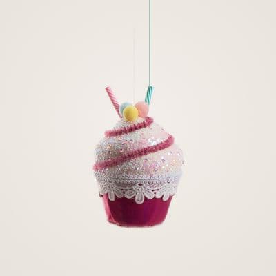 Cupcake Figürü Mor Yılbaşı Süsü 11 Cm 2