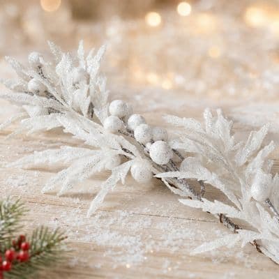 Simli Beyaz Garland 122 Cm