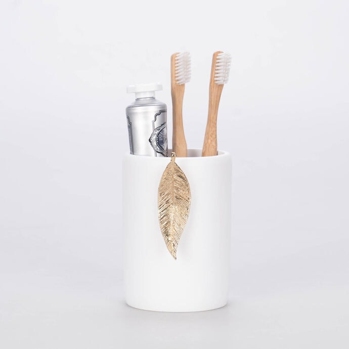 Leaf Diş Fırçalık Beyaz Altın 3