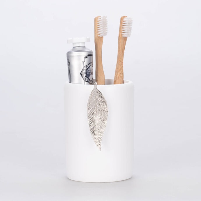 Leaf Diş Fırçalık Beyaz Gümüş 3