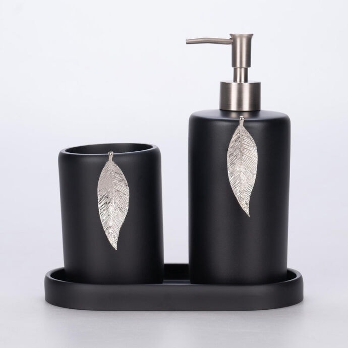 Leaf Banyo Seti Siyah-Gümüş 6