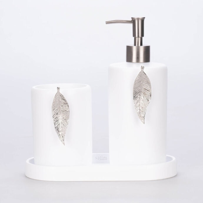 Leaf Banyo Seti Beyaz Gümüş 6