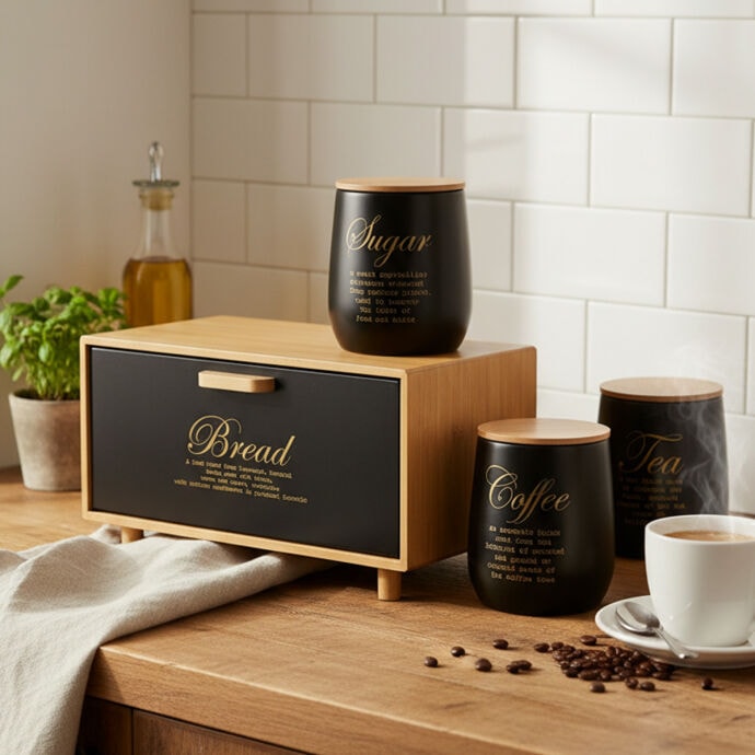 TH Galvaniz Bambu Kapaklı Tea Saklama Kutu 3