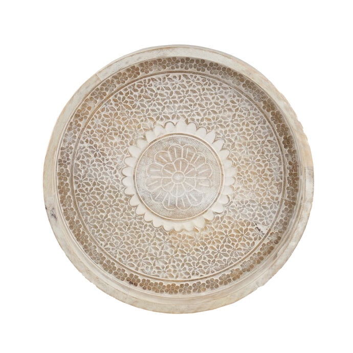 TH Baskılı Natural Yuvarlak Tepsi Küçük 3