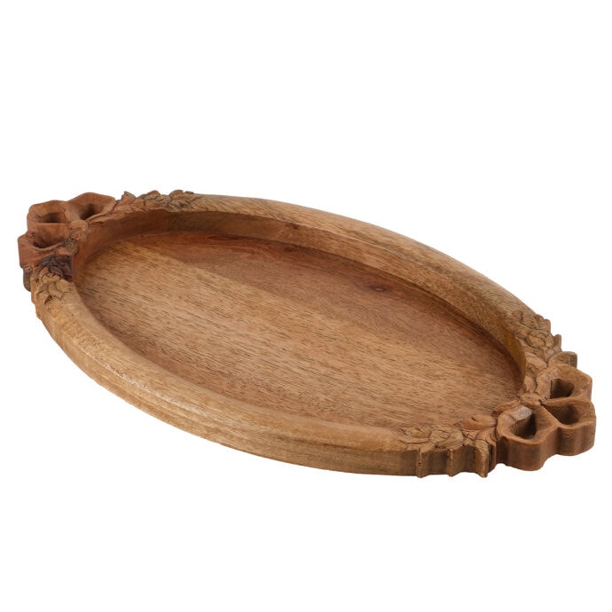 TH Natural Oval Oymalı Tepsi Küçük 2