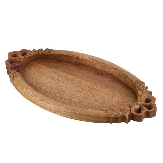TH Natural Oval Oymalı Tepsi Küçük 4