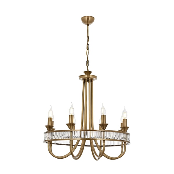 Cam Çubuk Detaylı Sekiz Kollu Avize 2