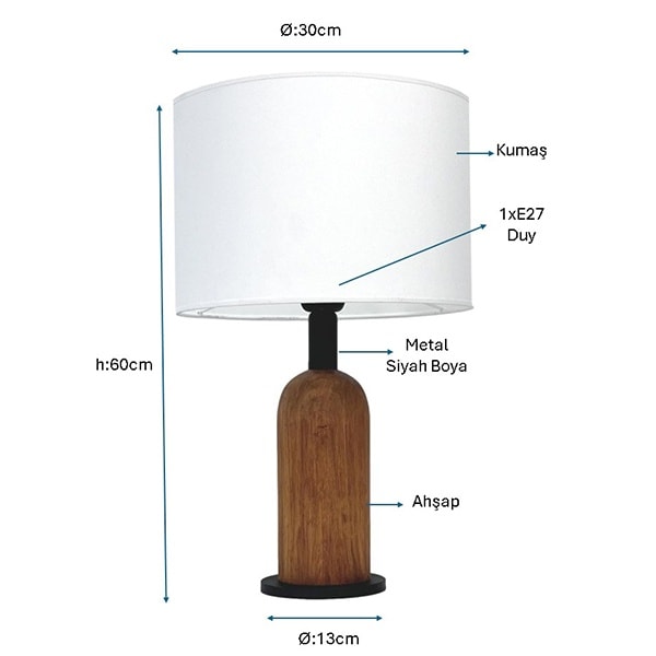 Ahşap Gövdeli Modern Abajur 3
