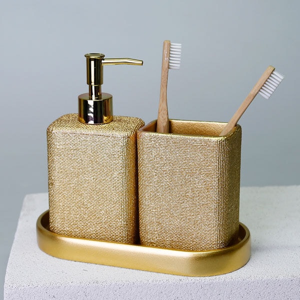 Linen Banyo Seti Altın 3