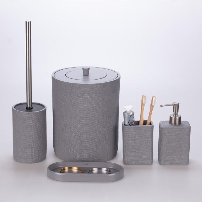Linen Banyo Seti Gri 4