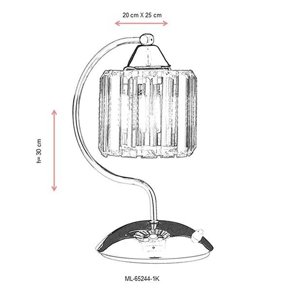 Metal Gövdeli Kristal Camlı Krom Masa Lambası 4