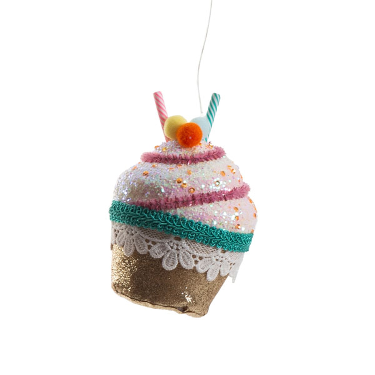 Cupcake Figürü Gold Yılbaşı Süsü 11 Cm 3