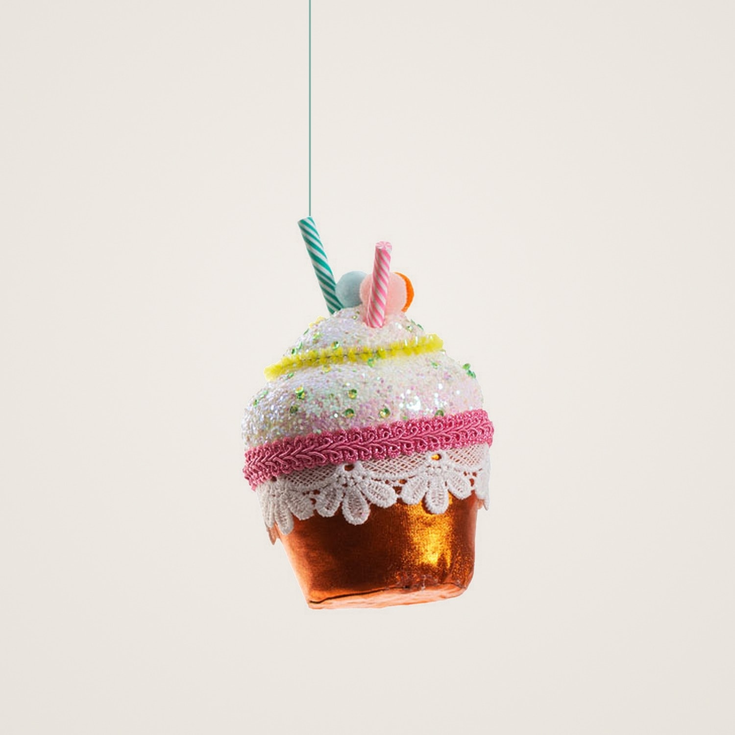 Cupcake Figür Turuncu Yılbaşı Süsü 11 Cm 2