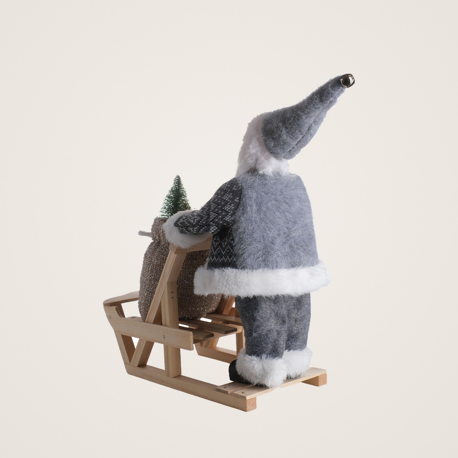 TH Noel Baba İtme Kızağı Çantalı Gri 32Cm 2