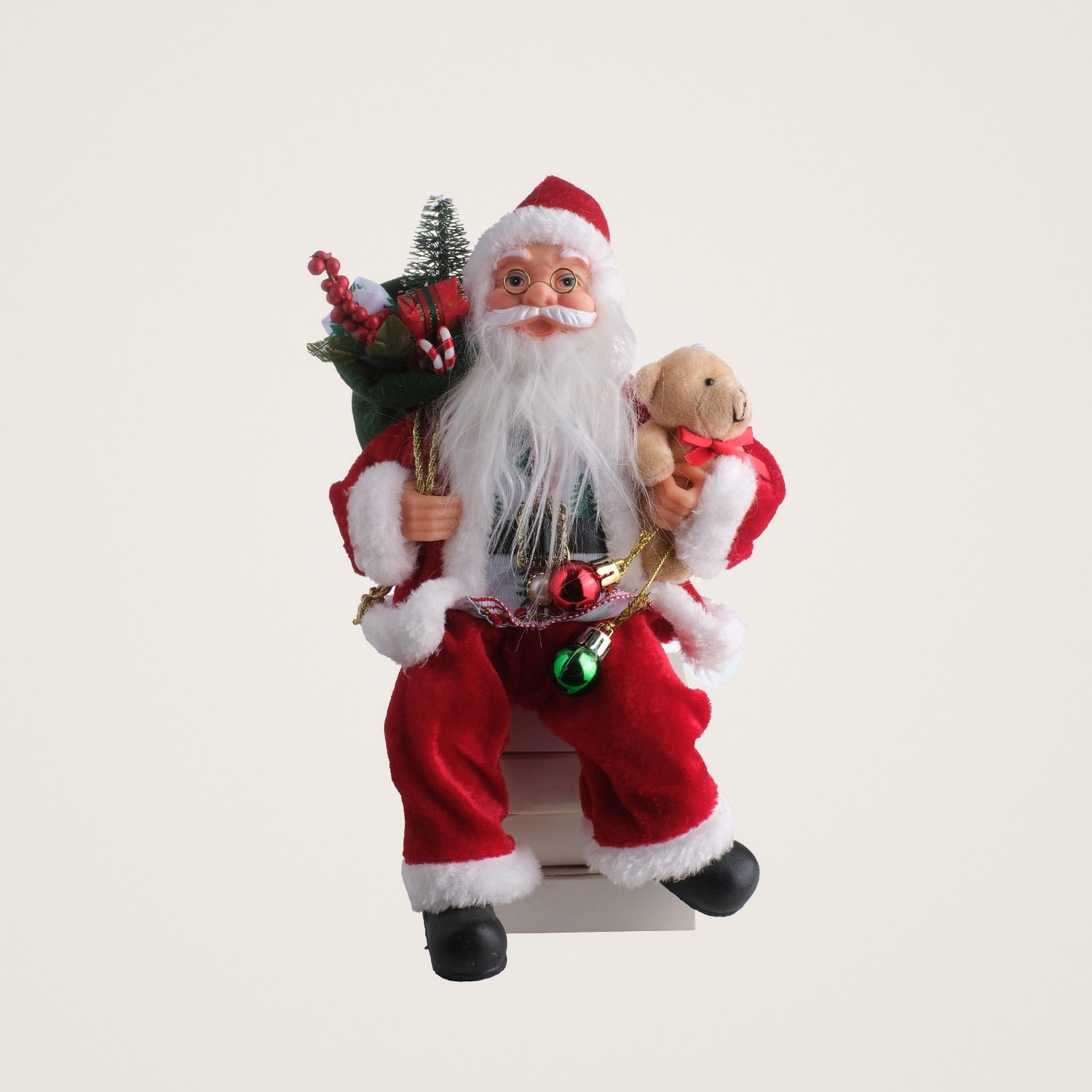 TH Noel Baba Oturan Hediye Çantalı 30Cm 7