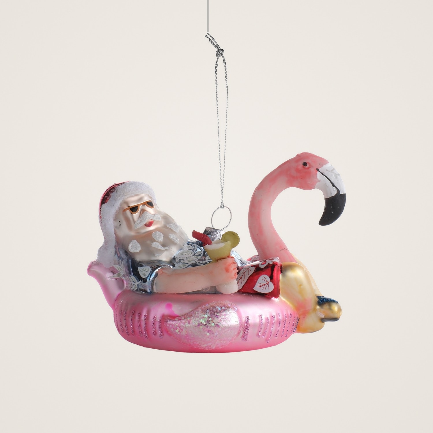 TH Noel Baba Flamingo Pembe Figür Ağaç Süsü 2
