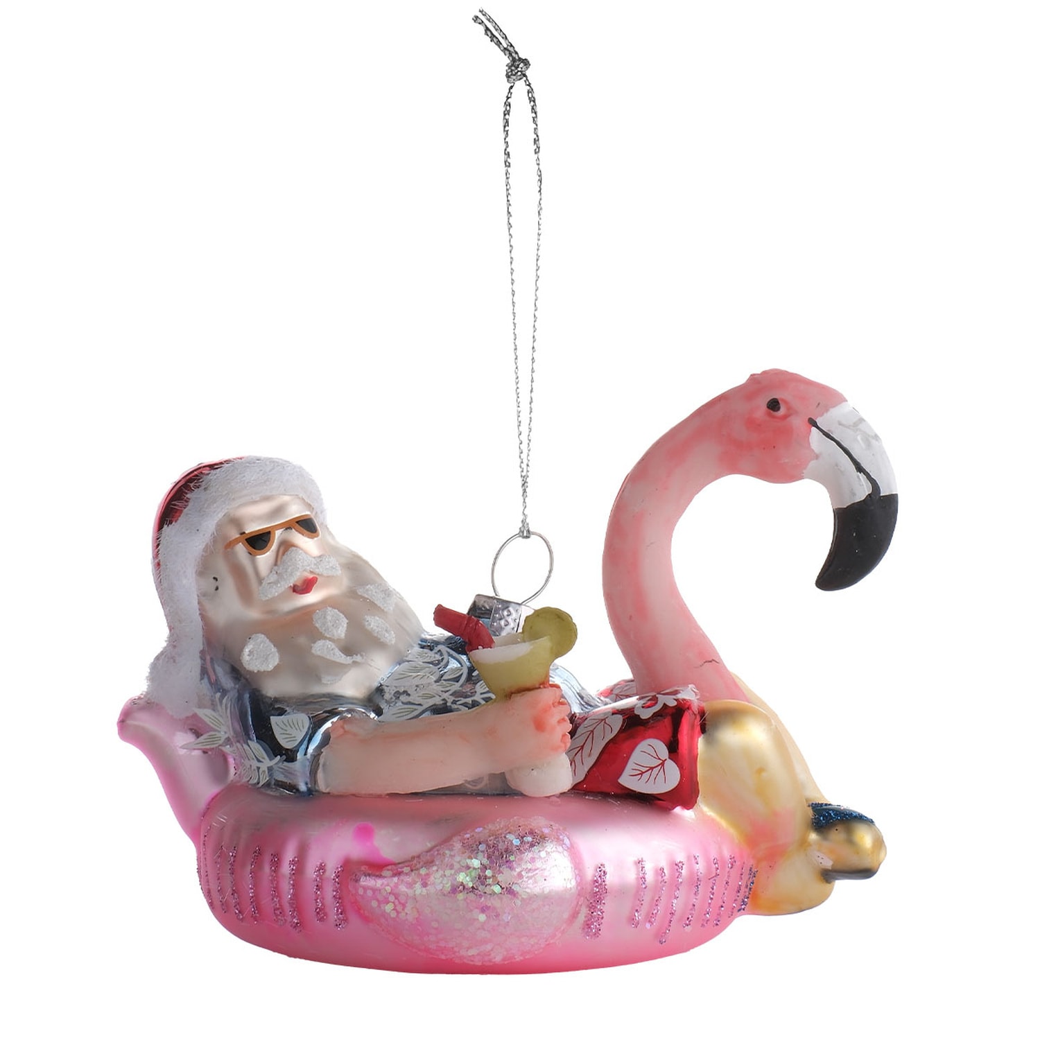 TH Noel Baba Flamingo Pembe Figür Ağaç Süsü 3