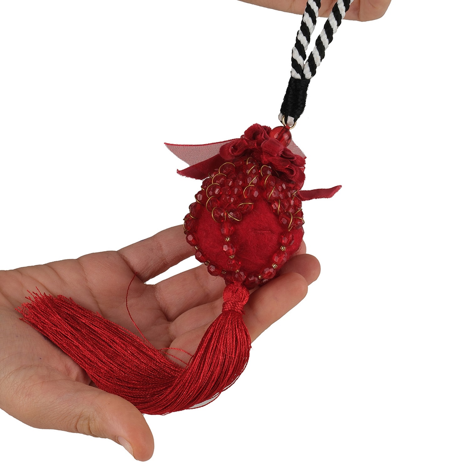 TH Geleneksel Kırmızı Püsküllü Ağaç Süsü 5