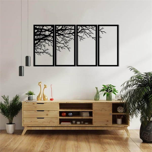 Ağaç Dalı Metal Duvar Dekoru 4 Lü Set 20 - 5