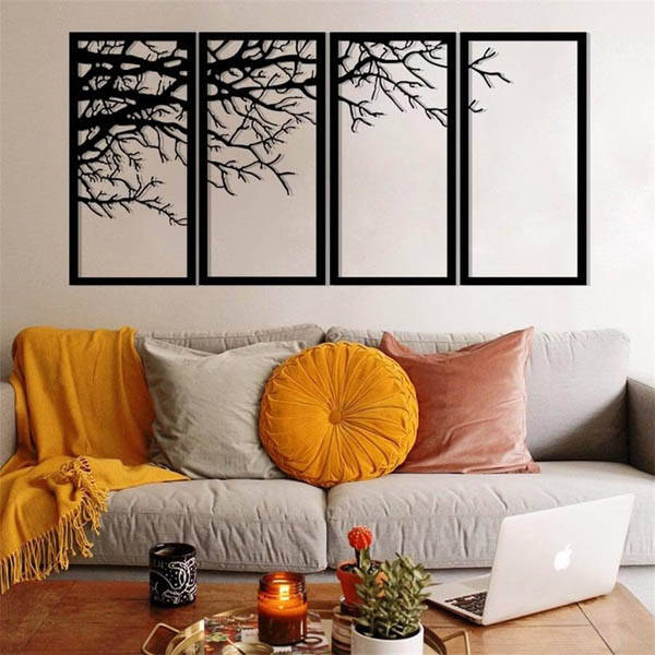 Ağaç Dalı Metal Duvar Dekoru 4 Lü Set 24 - 1
