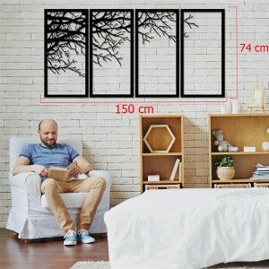 Ağaç Dalı Metal Duvar Dekoru 4 Lü Set 24 - 4