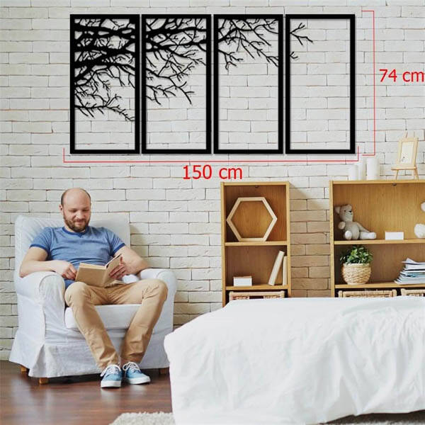 Ağaç Dalı Metal Duvar Dekoru 4 Lü Set 24 - 4