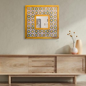 Ahşap Çerçeve Traverten Taşlı Ayna Mr119 - TepeHome